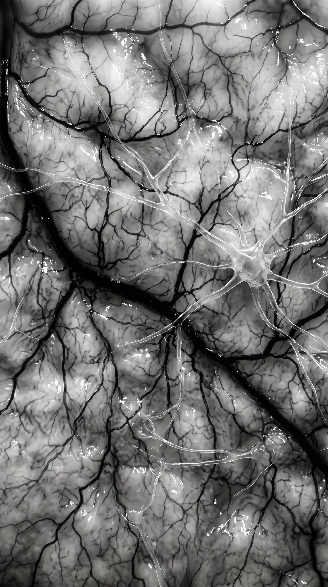 Macro texture of veined tissue with fine white fibres