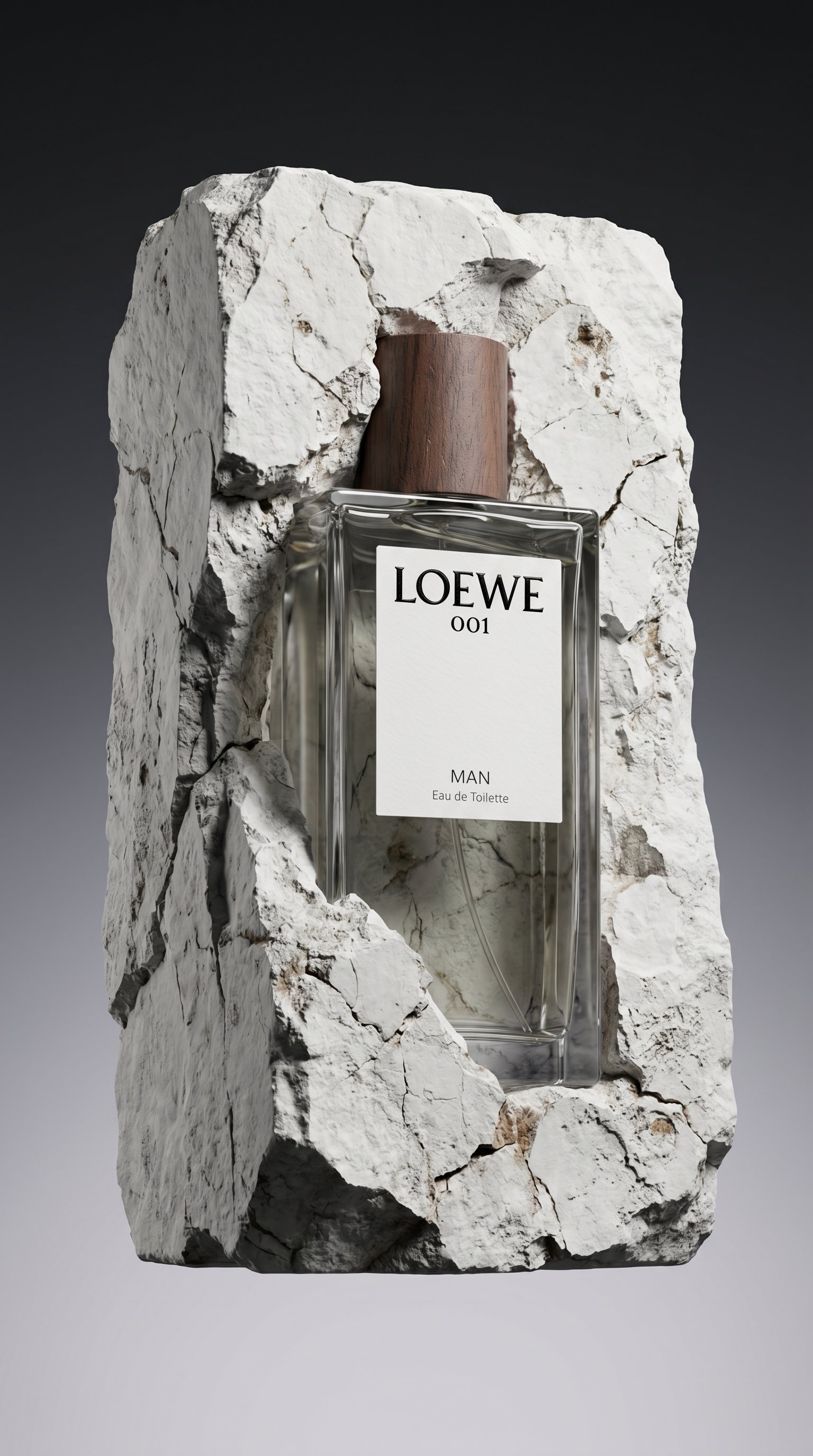 Loewe 001 Man bottle in a field of white tulips