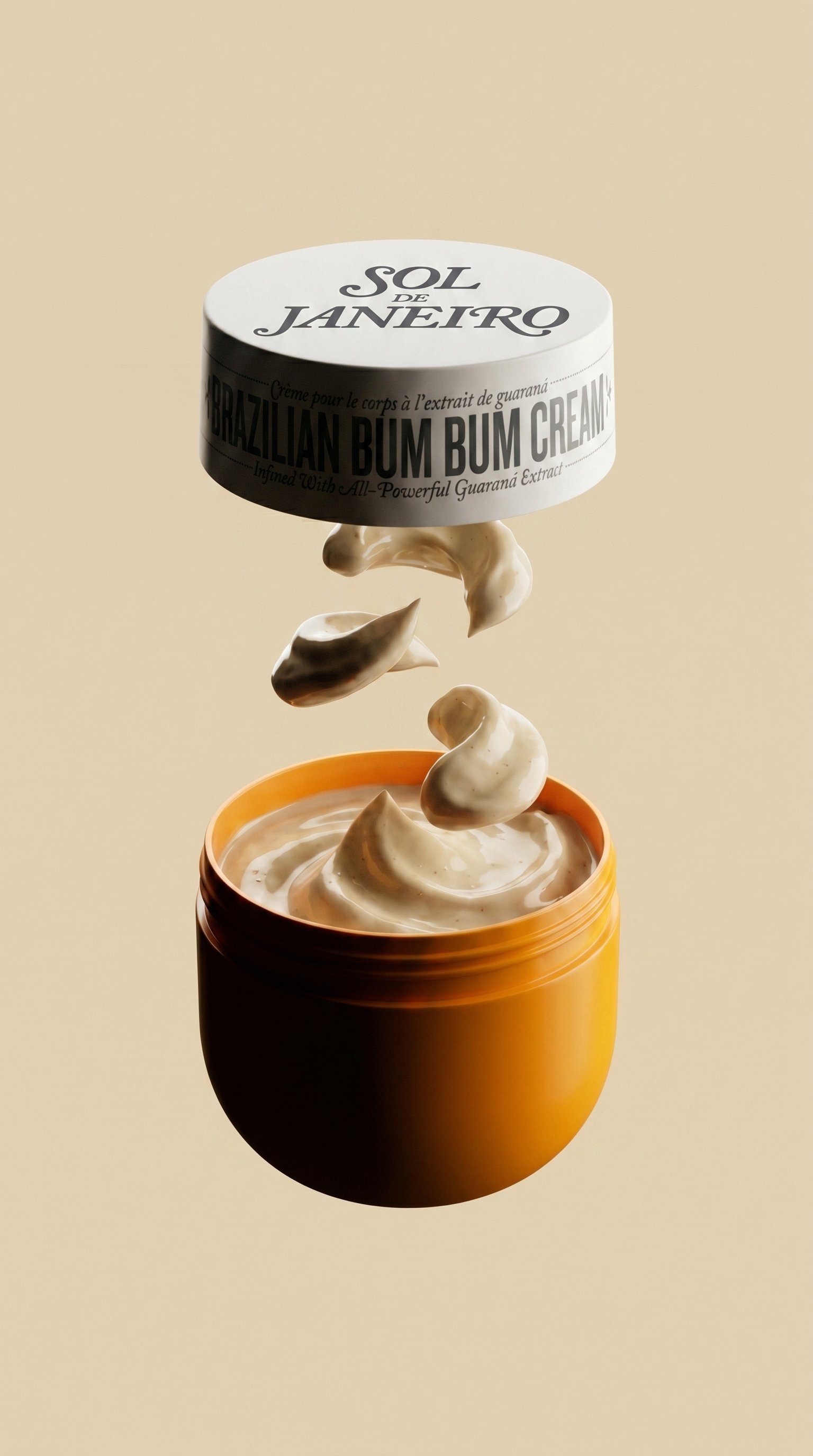 Abstract cream splash with palm shadow